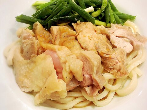 茹で鷄の油淋風ソースうどん☆